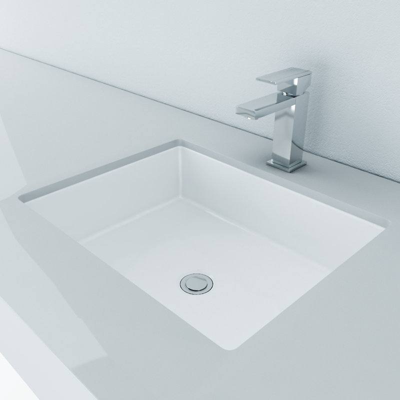 Cantrio Koncepts 15.625'' White Rectangular Undermount Bathroom Sink